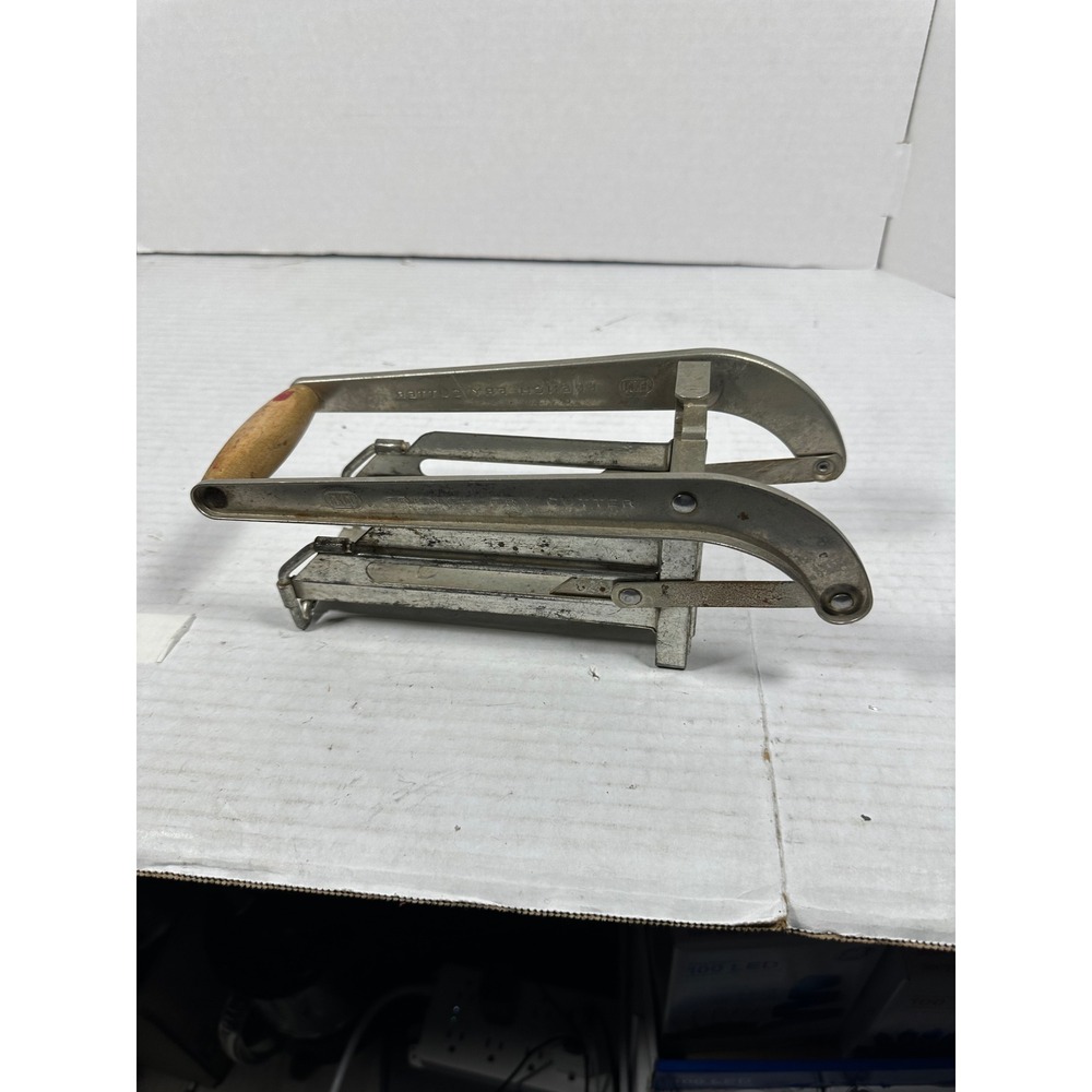 Vintage EKCO French Fry Cutter‎ USA Made Tinned Steel Manual Potato Slicer Wood